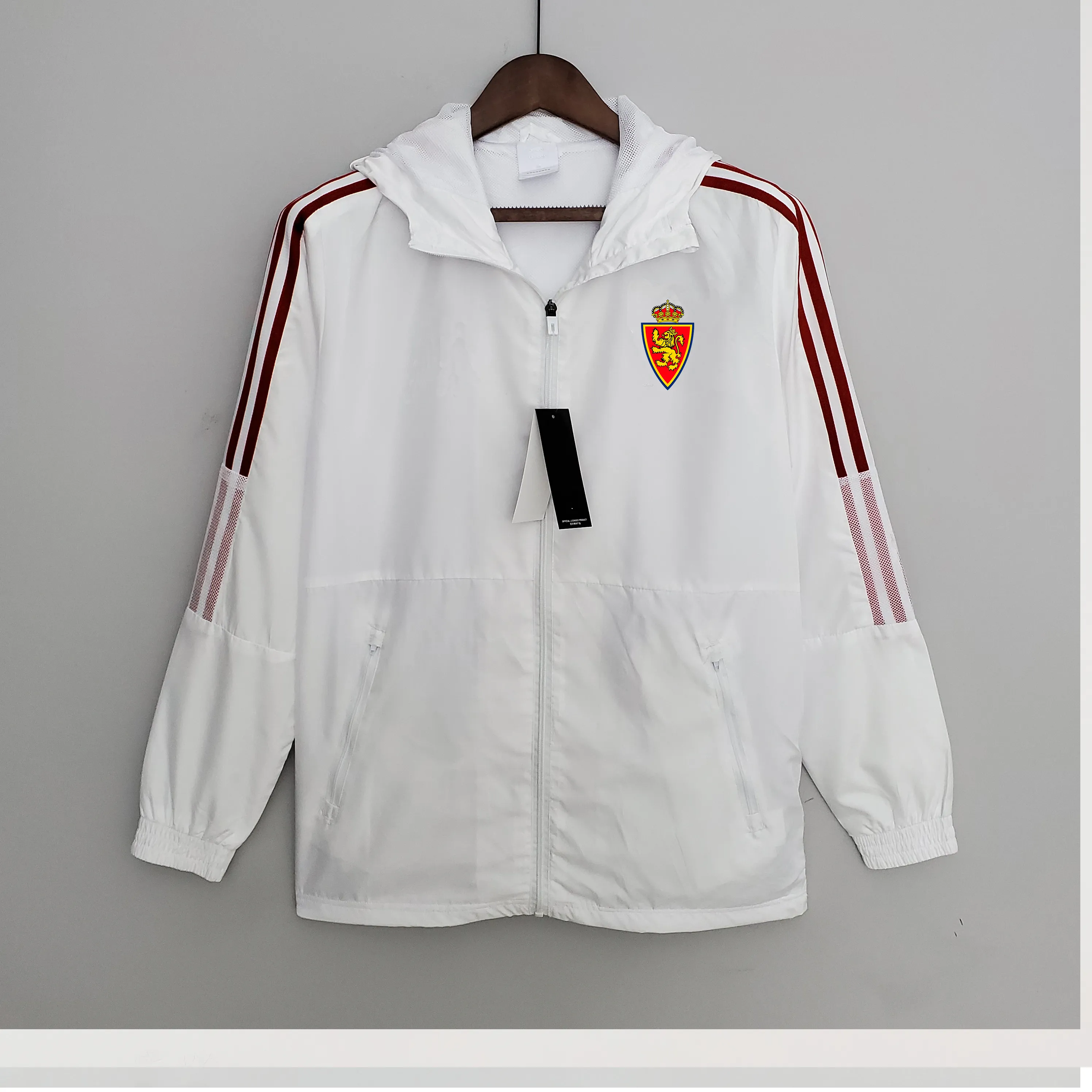 22-23 Real Zaragoza jaqueta masculina lazer esporte blusão jerseys zíper completo com capuz blusões masculino moda casaco logotipo personalizado