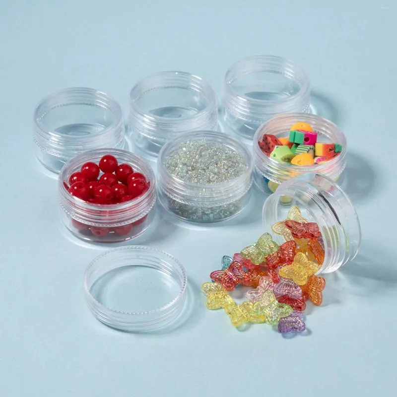 Jewelry Pouches 20Pcs 10ML Round Clear Empty Plastic Samples Container Pot Jars For Beads Buttons Crafts Gems Small Findings