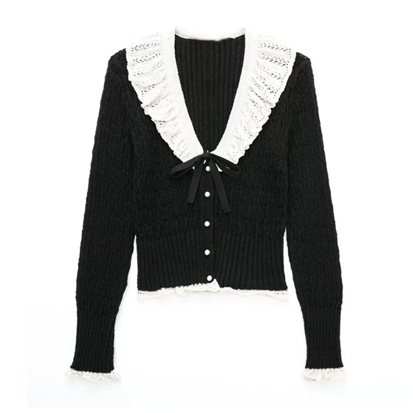 Femmes Vestes INSRPLS Femmes Mode Avant Noeud Papillon Semi-transparent Tricot Cardigan Pull Vintage Col En V À Manches Longues Vêtements De Dessus Pour Femmes Chic Hauts 220930