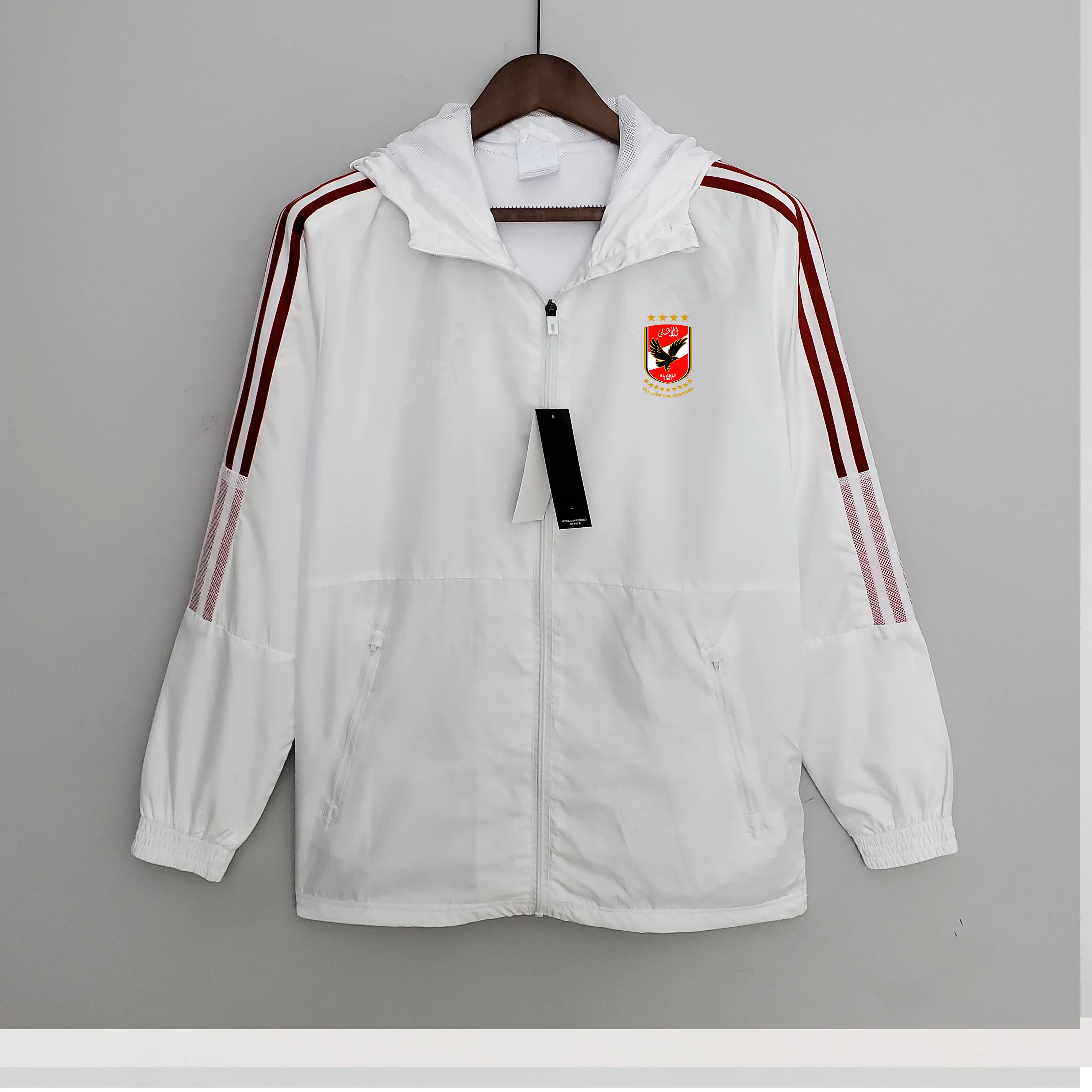 22-23 El Ahly Męska Kurtka Sport Sport Windbreaker Jerseys Full Zapip z kapturem wiatrówki męskie logo mody logo