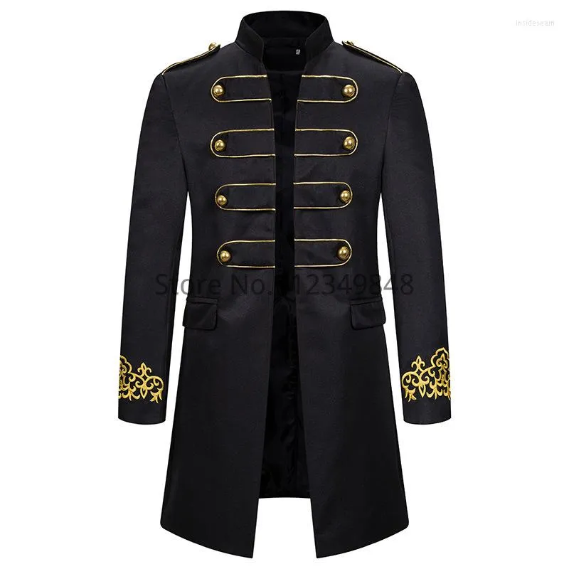 Gabardinas para hombres Traje de bordado para hombres medievales Chaqueta Steampunk Vintage Tailcoat Gótico Victoriano Uniforme Abrigo Prom Cortavientos Etapa