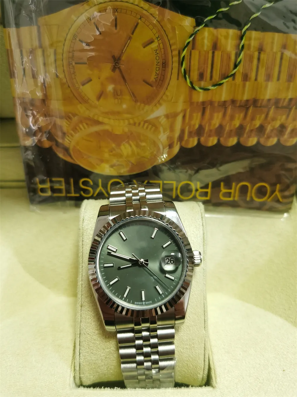 С оригинальными коробками мужские роскошные часы мужские наручные часы Автоматическая мода 41 -мм зеленые автоматические механические дамские бревенчатые часы 2813.