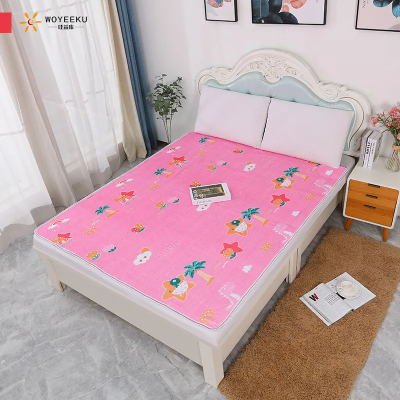 WOYEEKU electric blanket printed comfort plush with double double control three speed switch color random pattern