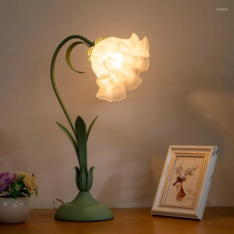 Table Lamps Romantic European Lamp Bedside Bedroom Ins Girl Heart Creative Net Red Flower Princess Room Desk Decorative