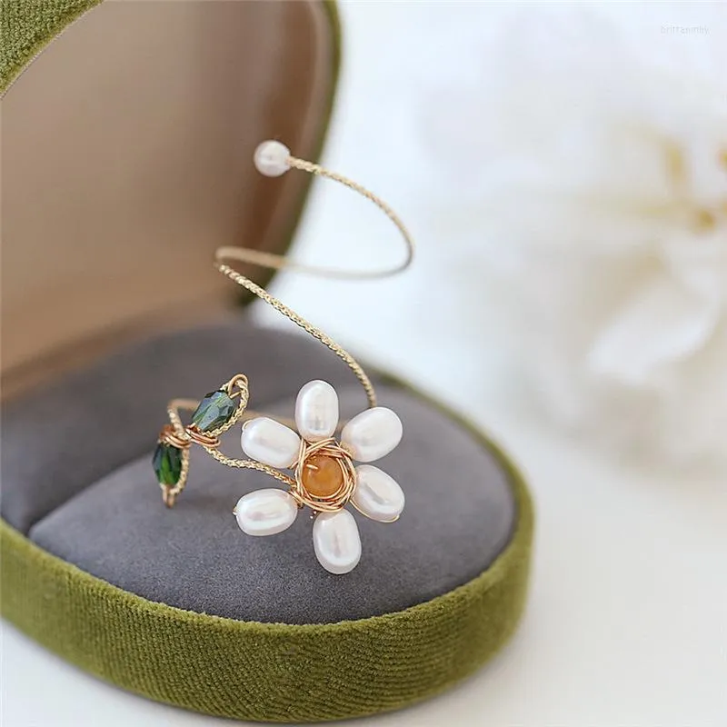 Trouwringen mode creatieve bloemblaadjes bloemen kristallen vinger voor vrouwen multi lagen barokke aardparels ring sieraden cz bijoux