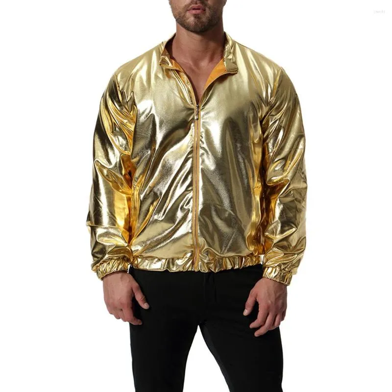 Chaquetas Para Hombre, Ropa De Otoño, Chaqueta Reflectante Dorada