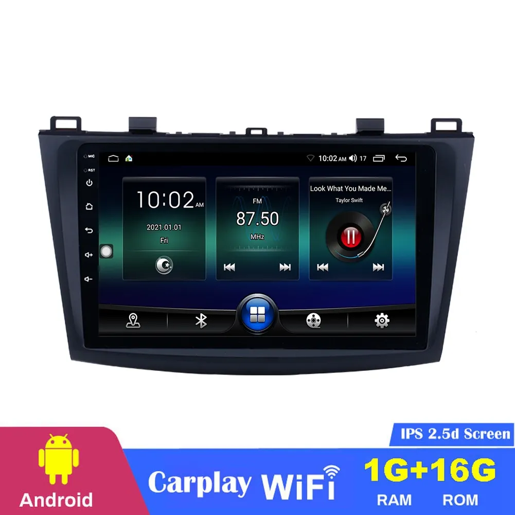 Car DVD Radio Player 9 بوصة الشاشة التي تعمل باللمس Android لـ Mazda 3 2009 2010 2011 2012 مع GPS SAT NAV WIFI USB OBD2