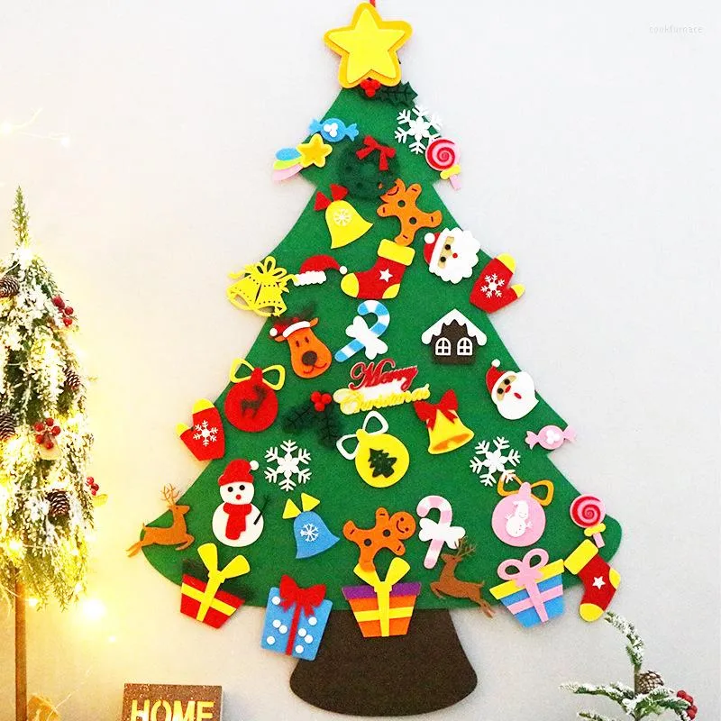 Juldekorationer DIY Filt Tree Merry Decoration For Home Navidad 2023 Year Gifts Ornament Santa Claus Xmas