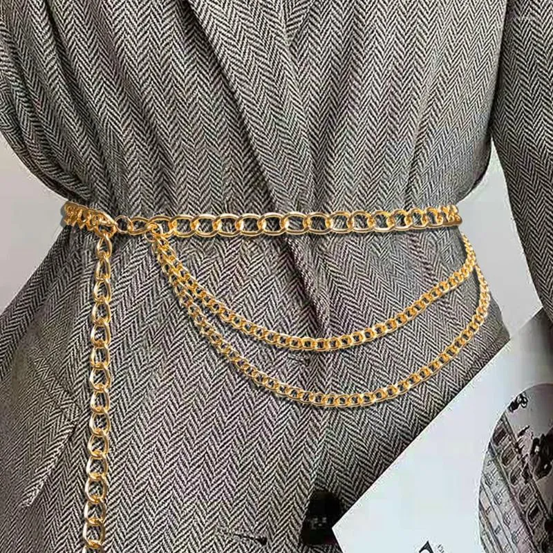 Riemen sexy gouden metalen ketting riem jurk korset voor vrouwen luxe ontwerper merk club feest taille mode streetwear tailleband