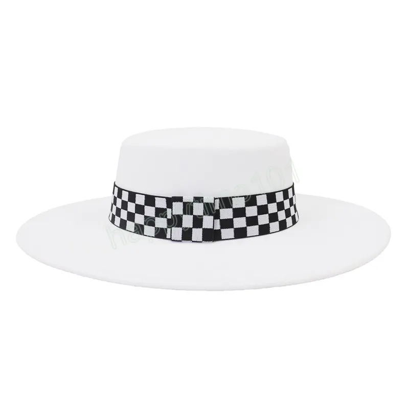 Chapeau Fedoras feutré de Style français pour femmes, casquette de soirée formelle à bord de 10CM pour hommes, chapeaux de Jazz d'église