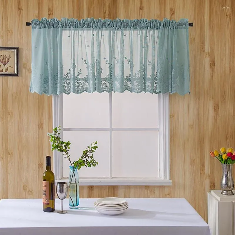 Curtain Modern Lace Jacquard Window Valance Hem Coffee Short Drape For Cabinet Door Bedroom Kitchen Home Decor