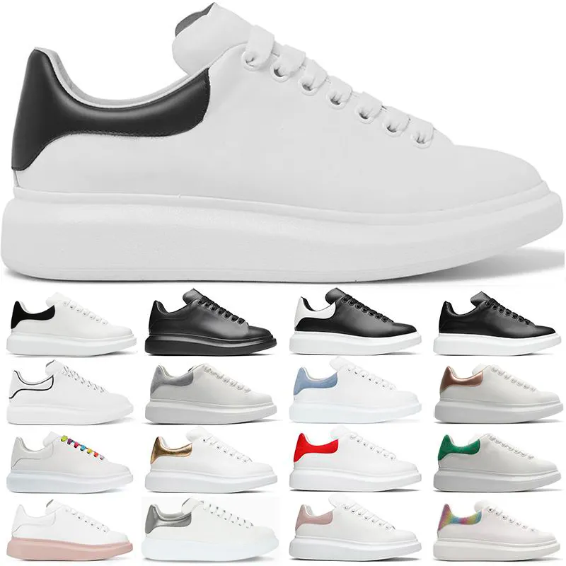 Running Casual Shoes White Black Leather Luxury Suede Womens Trainers mens women Flats Lace Up Plat form Sneakers