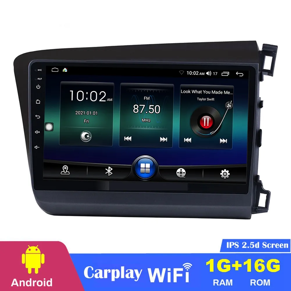 Samochód DVD Stereo Player Head Units 9 -calowy Android na Honda Civic 2012 Prawa ręka z LUNKTU MURSKIMU POMOCNICZNEGO HD