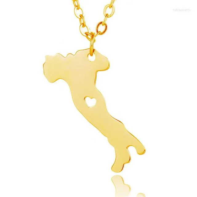 Chaînes Italie Carte Collier Argent Couleur En Acier Inoxydable Pendentif Femmes Memorial Bijoux