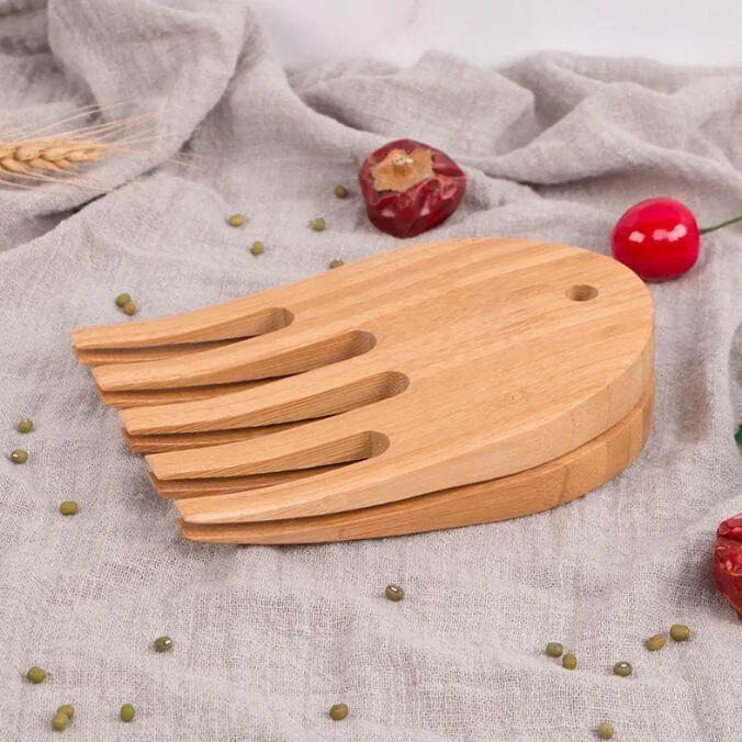 Bamboo Salad Claws Tools Shredding Handling Carving Food Salad Shovel Fork for Mixing Servers Friendly Quality