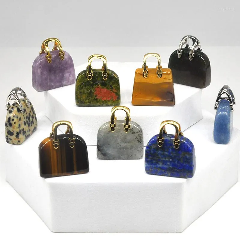 Decorative Figurines 10PCS/ Set 1Inch Women Bag Shaped Natural Crystal Healing Gemstone Carved Stones Craft Pocket Palm DIY Jewelry Pendant