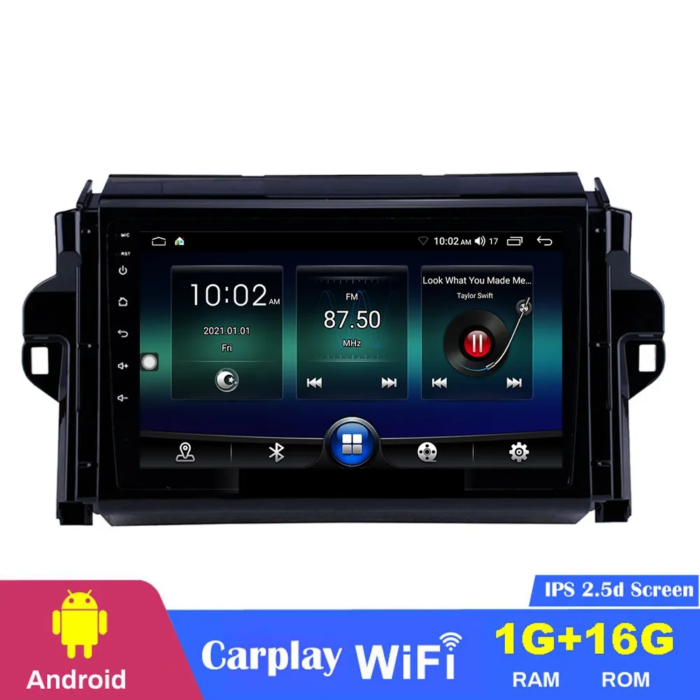 Android Car DVD Nawigacja odtwarzacz 9-calowy Auto Radio z GPS dla Toyota Fortuner 2016-2018 3G WIFI Wsparcie Carplay OBD TPMS TV Digital TV