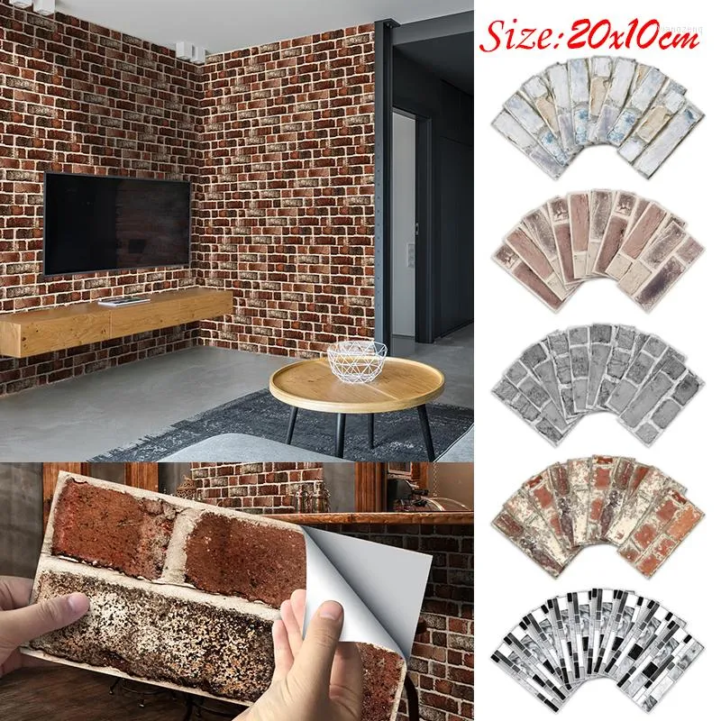 Wall Stickers 9PCS Marble Bricks StickerModern Decals Wallpaper Self-Adhesive Tile For Bathroom Kitchen TV Background Decor