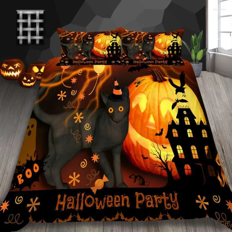 Conjuntos de ropa de cama Set Halloween Funda nórdica Suave Transpirable 3D Niños Festival Infantil Cama Regalo Fundas de edredón Decoración