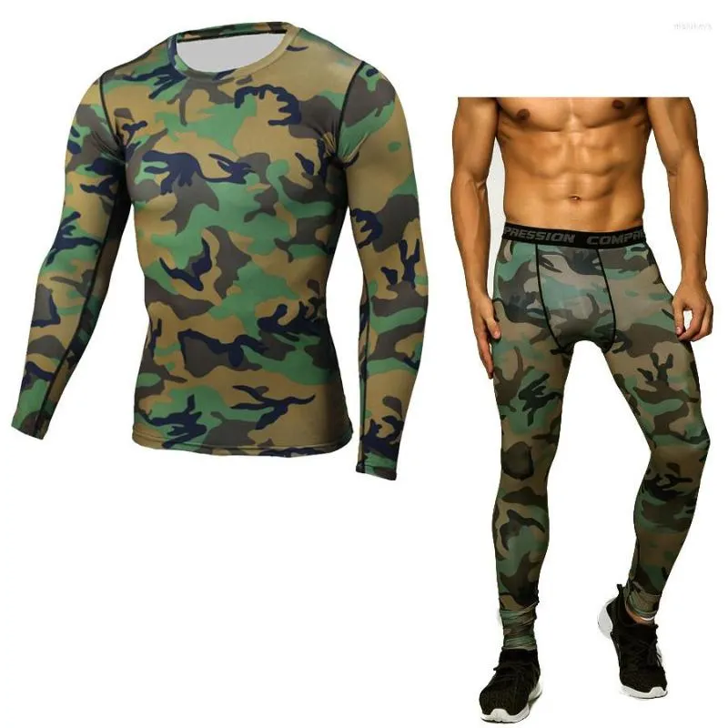 Motorcykelkläder Herrunderkläder Set Kompression Löpbyxor Sportkläder Jogging T-shirts Leggings Träningsoverall Man Gym Fitness