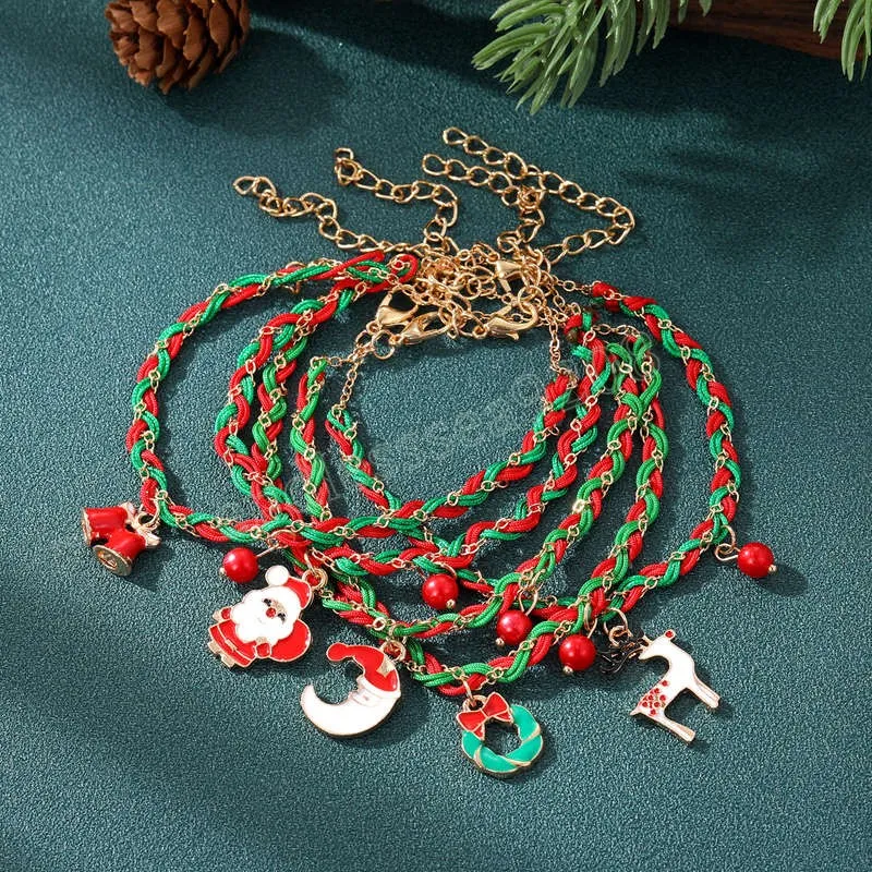 Père noël wapiti arbre de noël pendentif Bracelet décoration de noël pour la maison bonne année 2022 ornements cadeaux de noël