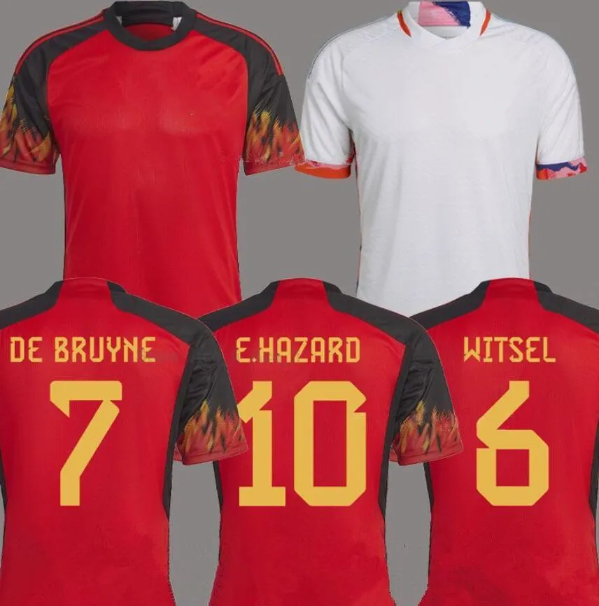 2022 Belge piłka nożna E.HAZARD T.HAZARD R.LUKAKU TIELEMANS 23 23 de Bruyne Witsel Batshuayi Mertens Football Shirt Men Kids Kits Kits