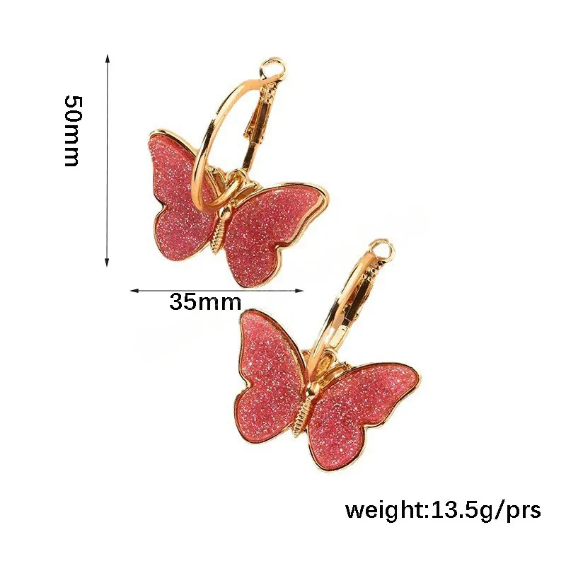 Mode femmes papillon pendentif boucles d'oreilles couleur or boucles d'oreilles noël mariage fête bijoux accessoires