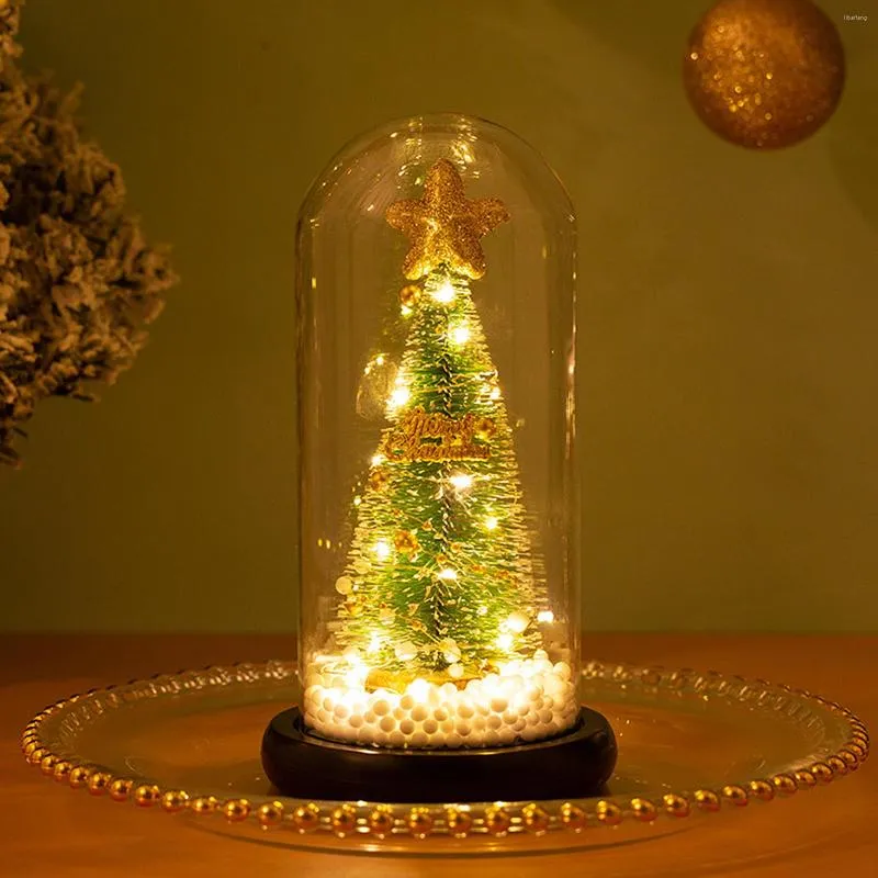 Kerstdecoraties ornamenten Chirstmas boomglas cover bomen mini houten basis woonkamer kerstcadea festival benodigdheden