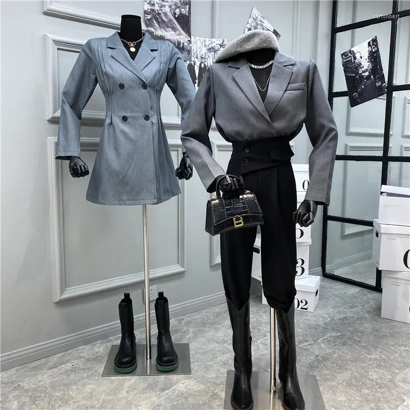Kvinnors kostymer High Street Short Style Liten kostym 2022 Tv￥-knapps person ￥ldersminskning midja m￥ngsidig casual jacka kvinna