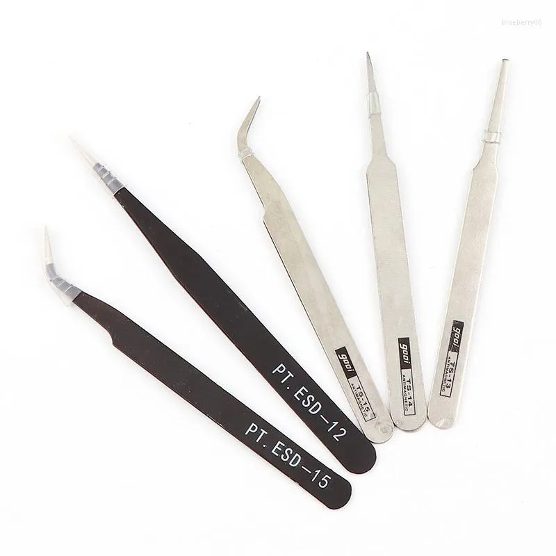 Kits de arte unhas 1pc Anti-estático curvo Aço inoxidável reto Encontro reto Tweezers Extensão de cílios DIY Ferramentas Kit