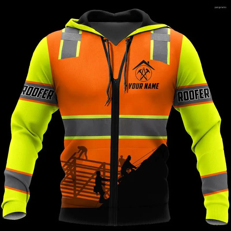 Męskie bluzy z kapturem Orange Roofer Man - Niestandardowa nazwa 3D drukowana z kapturem unisex męskie bluza streetwear zip pullover casualna kurtka szejk -659