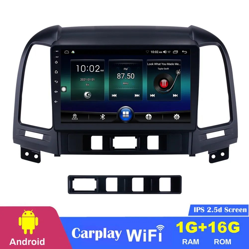 Sistema de navegación GPS Reproductor de radio DVD para automóvil Auto estéreo 9 pulgadas Android 10 para HYUNDAI SANTA FE 2005-2012