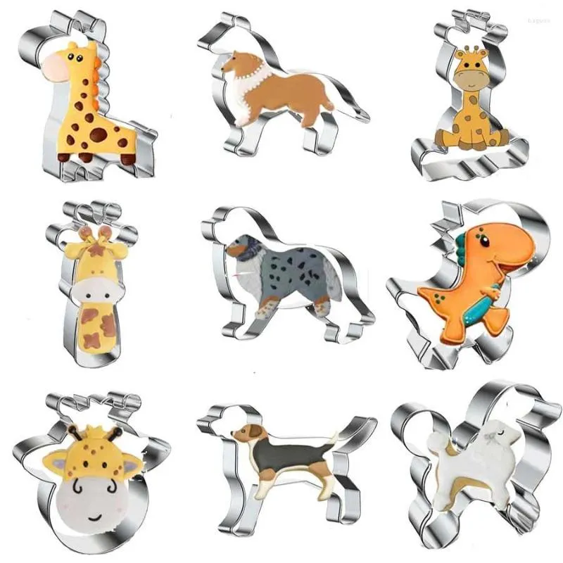 Baking Moulds Cartoon Animal Stainless Steel Cookie Cutter 0.3mm Thickness Fruit Cutting Die Cupcake Stamp Mold Kitchen Tools