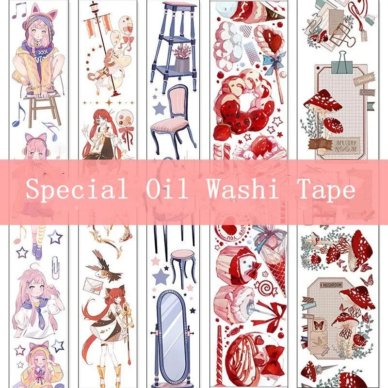 Подарочная упаковка винтажная грибы девушки Washi Tapes Junk Junk Journ Masking лента Клей