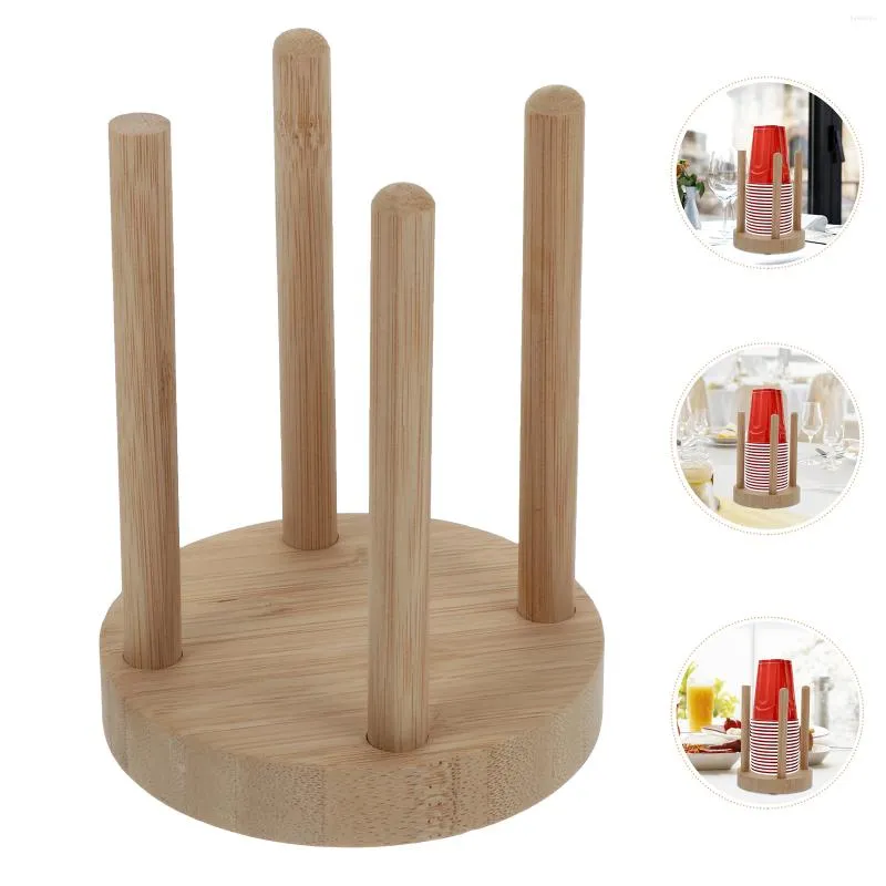 Porte-boissons 1Pc en bois papier tasse support affichage jetable organisation étagère