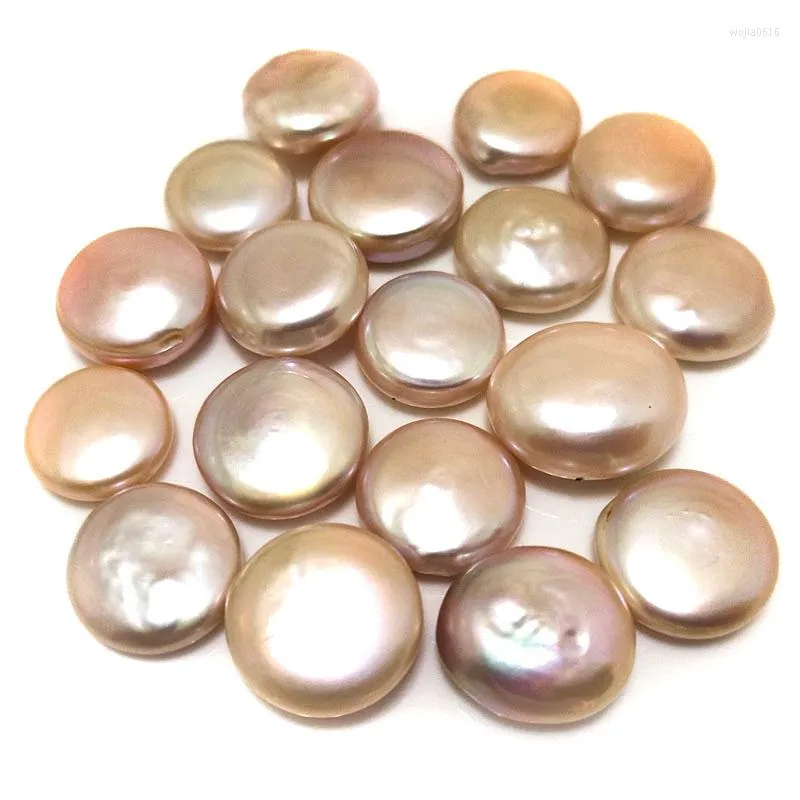 Ciondoli 13-15 mm di perle sciolte d'acqua dolce a forma di moneta rosa naturale vendute a pezzo