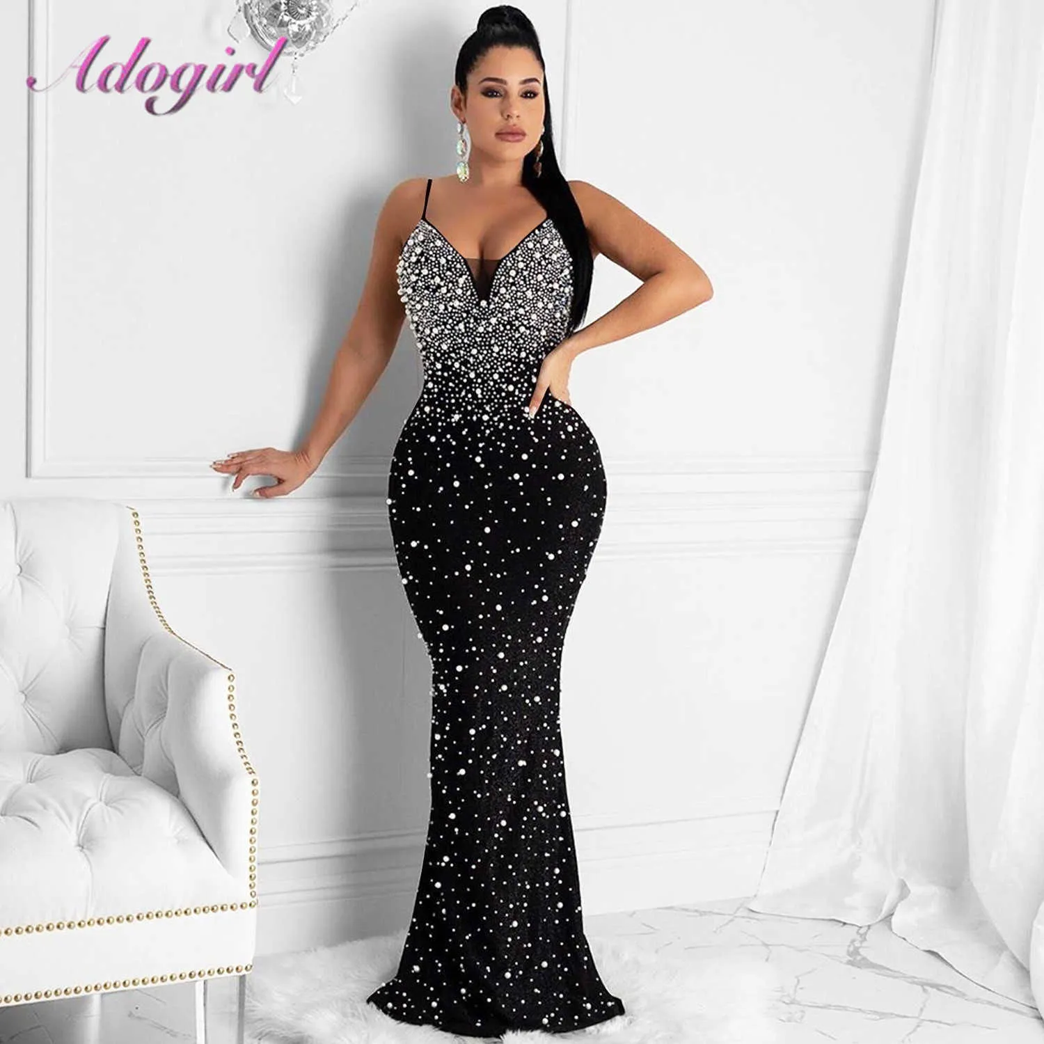 Elegant Mermaid Evening Gown Sexy Backless Crystal Party Dress, Floor  Length Diamond Prom Dress, Mesh Straps Club Outfit Buy Now!