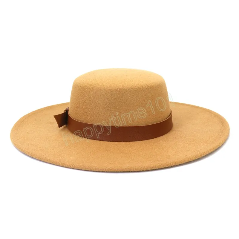 Cappelli da donna 10CM Cappello Fedora in feltro a tesa larga da uomo Cappello flat top Derby Jazz Cappelli Church Cap Sombreros De Mujer