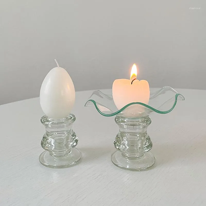 Candle Holders Creative Egg Shape Scented Nordic Decor Glass Holder Clear Taper Candlestick For Coffee Dining Table Centerpiece
