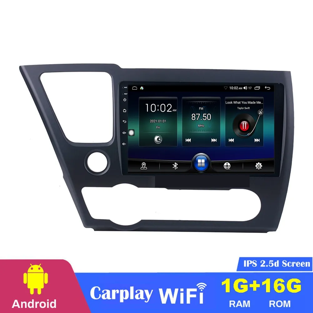 Unidade Android de 9 polegadas de DVD de DVD para Honda Civic 2014-2015 2016-2017 Navegação por GPS