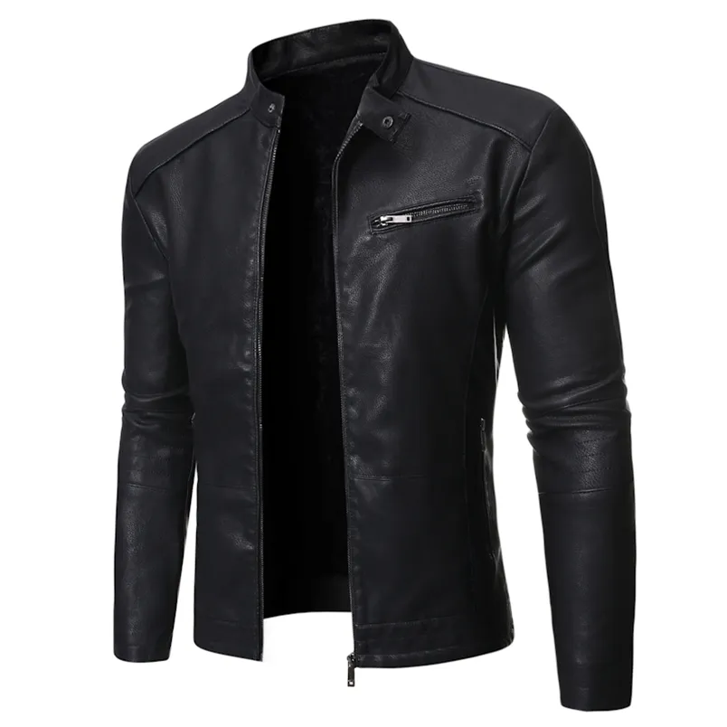 Men's Leather Faux NEGIZBER Plus Velvet PU Men Jacket Casual Solid Col 220930