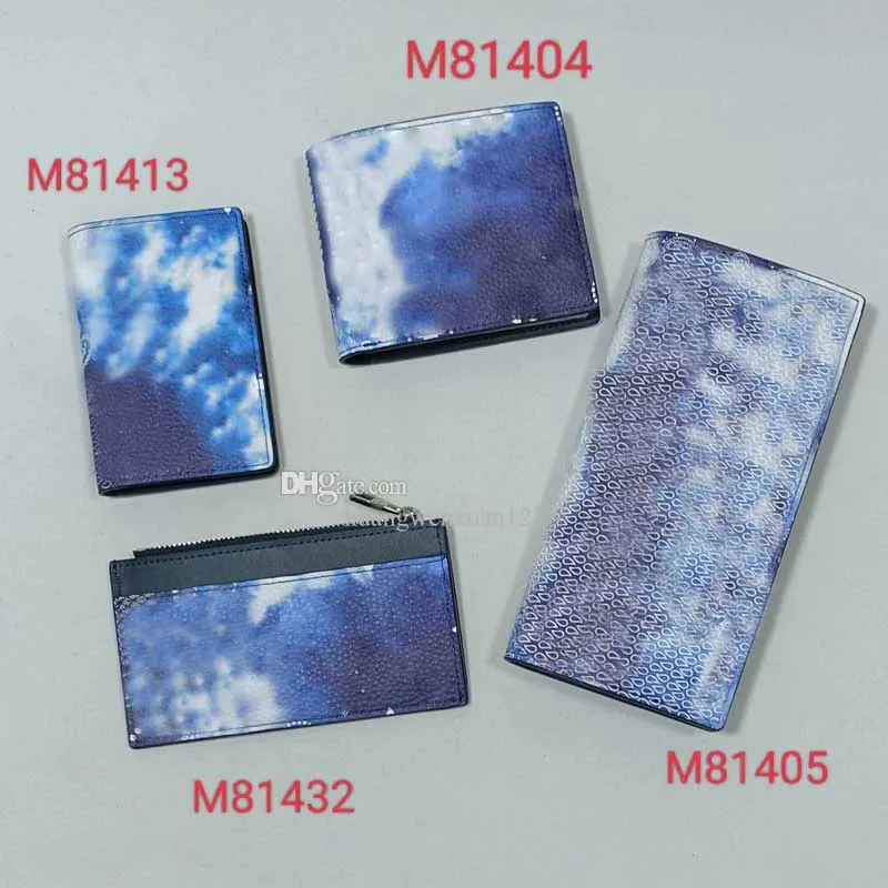 kutu M81404 M81405 ile kadın tasarımcı cüzdan erkek kart sahibi Mavi tuval uzun bozuk para cüzdanları kredi cüzdan mini kart sahibi basit cep düzenleyici