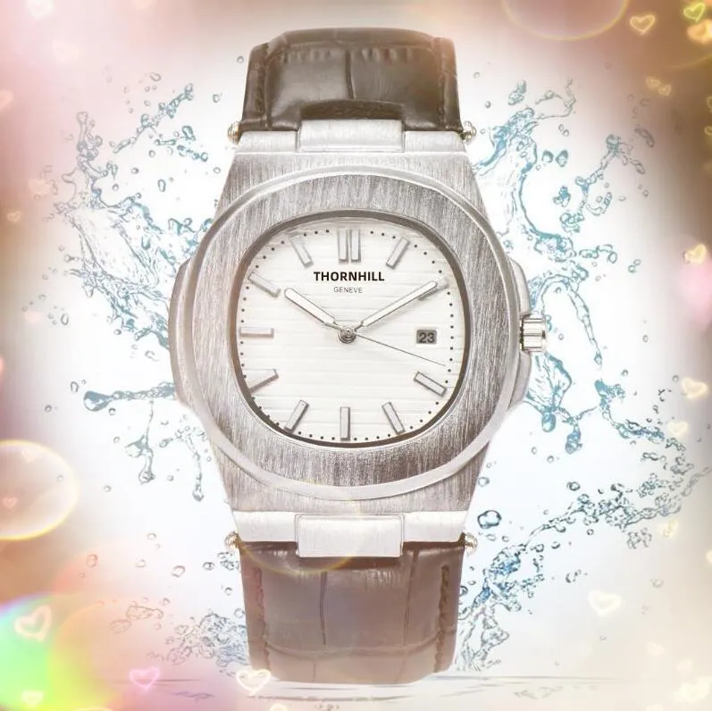 Top Model Men Square Square Dial Watch Forptwatch حزام جلدي أصلي أزياء على مدار الساعة عرضًا