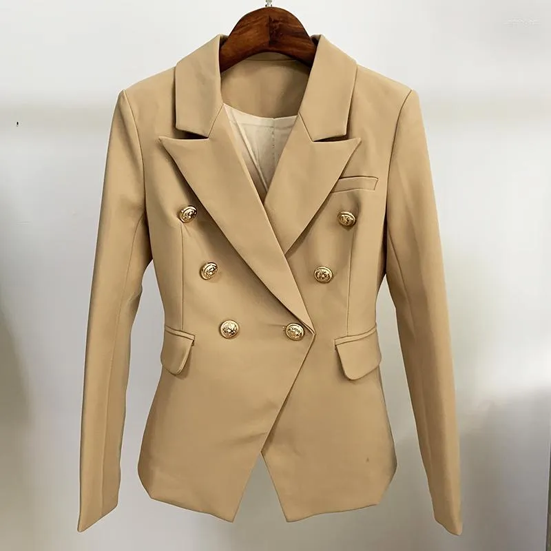 Women's Suits S 2022 Designer Blazer Jacket Women's Lion Metal Buttons Double Breasted Star Style Outer Wear Khaki Wholesale