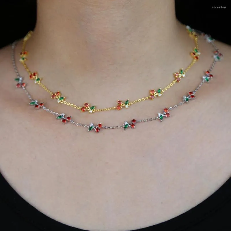 Ketten Kirsche Charm Halskette für Frauen Mädchen 2022 Sommer Köstliches Obst Design Modeschmuck