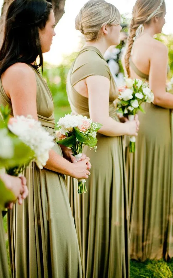 Sage green chiffon infinity bridesmaid dress wedding guest 