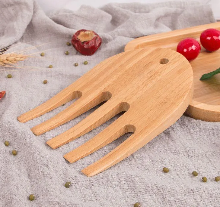 Bamboo Salad Claws Tools Shredding Handling Carving Food Salad Shovel Fork for Mixing Servers Friendly Quality