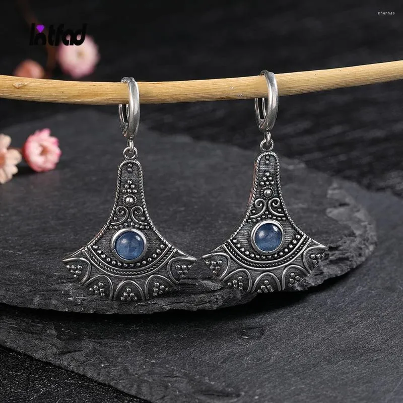 Dangle Earrings Long Pendant Natural Kyanite 925 Sterling Silver For Women Jewelry Vintage Engagement Party Anniversary Gift