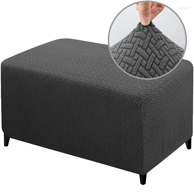 Chair Covers Design Jacquard Durable Stretch Footrest Ottoman Cover Folding Storage Stool Furniture Protector Soft Rectangle Slipcover