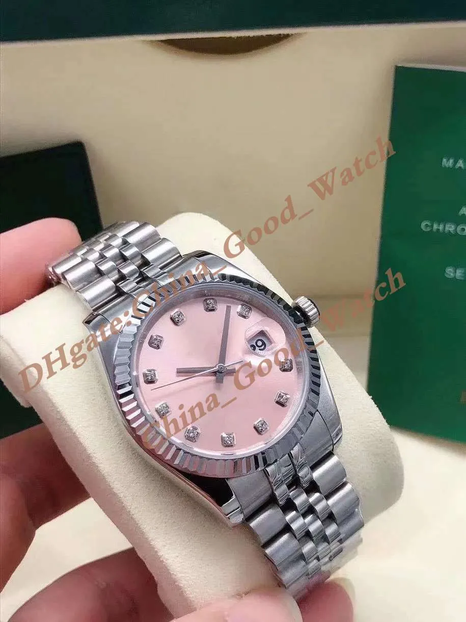 Oglądaj Women Pink Diamond Diar Model Dress Wersja Data 31 mm stal nierdzewna Jubilee Pasek Automatyczny Sapphire Glass Lady Prezent Watches Original Box